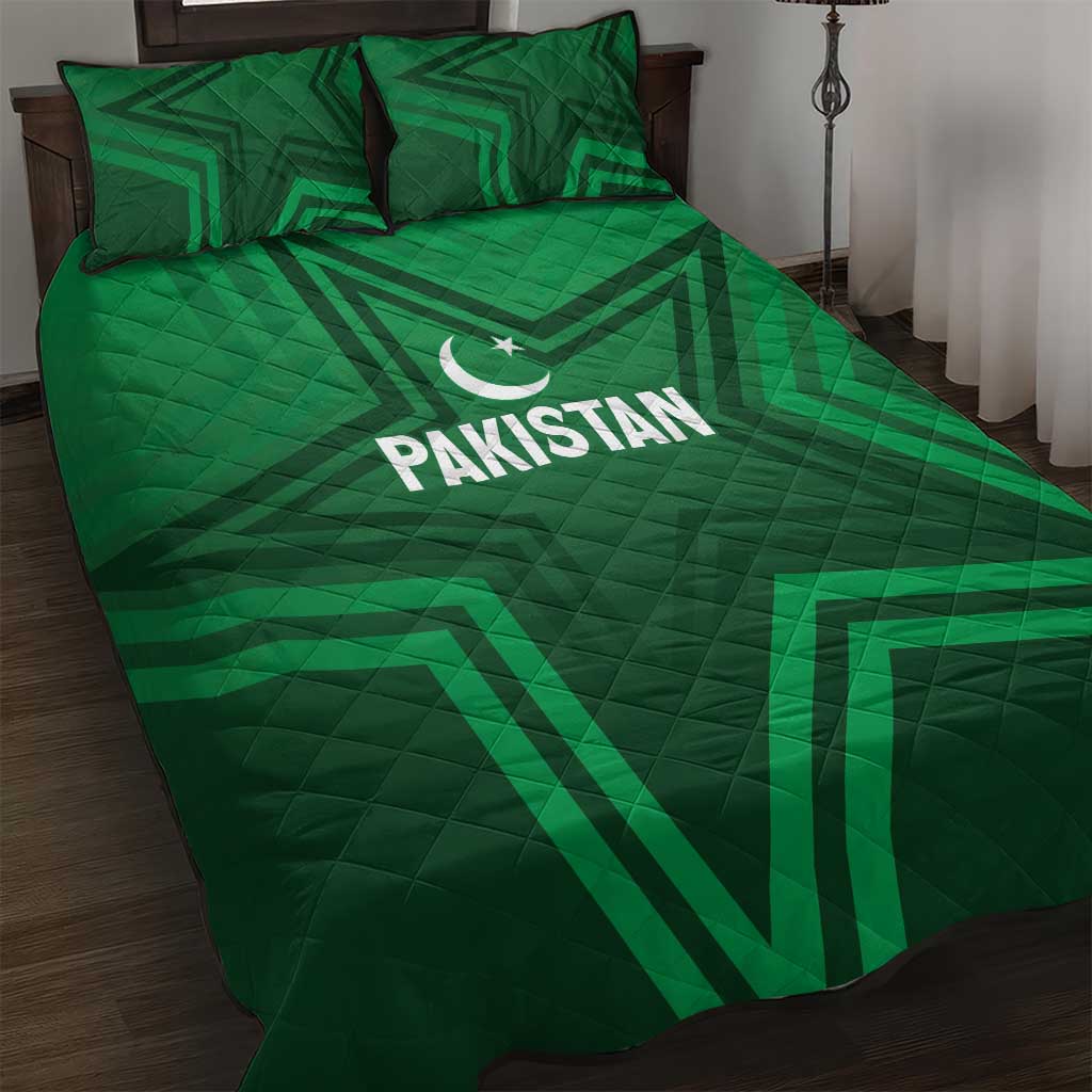 Pakistan Cricket World Cup 2024 Quilt Bed Set Star Jersey Inspired