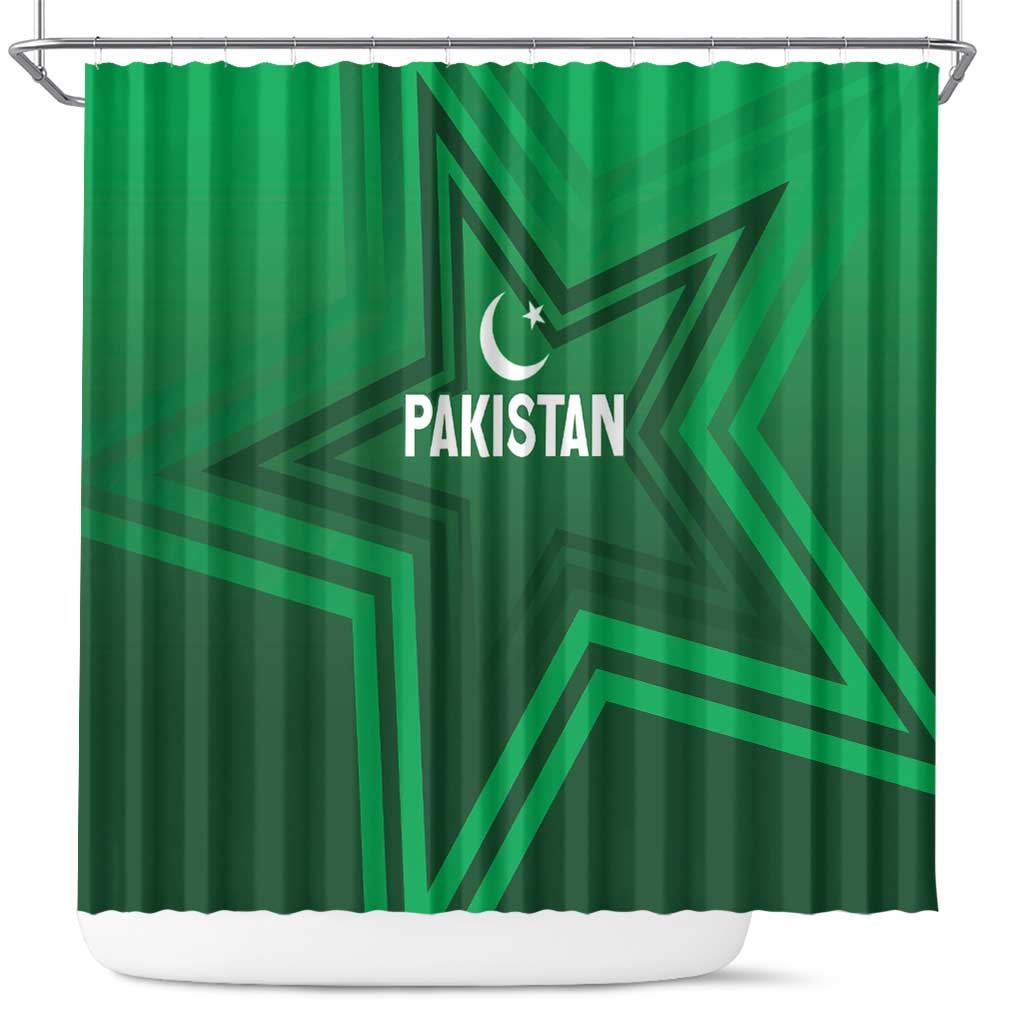 Pakistan Cricket World Cup 2024 Shower Curtain Star Jersey Inspired