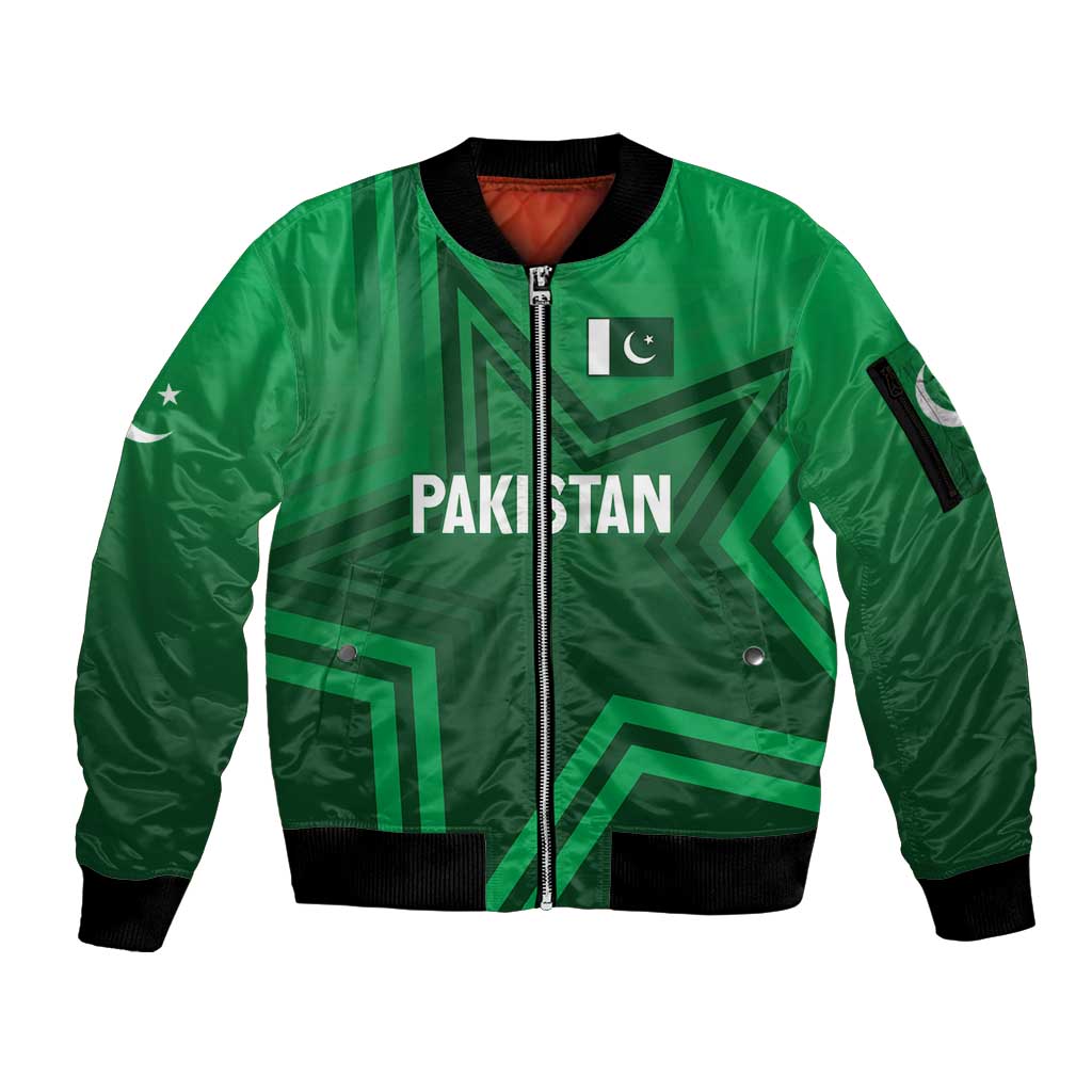 Pakistan Cricket World Cup 2024 Sleeve Zip Bomber Jacket Star Jersey Inspired