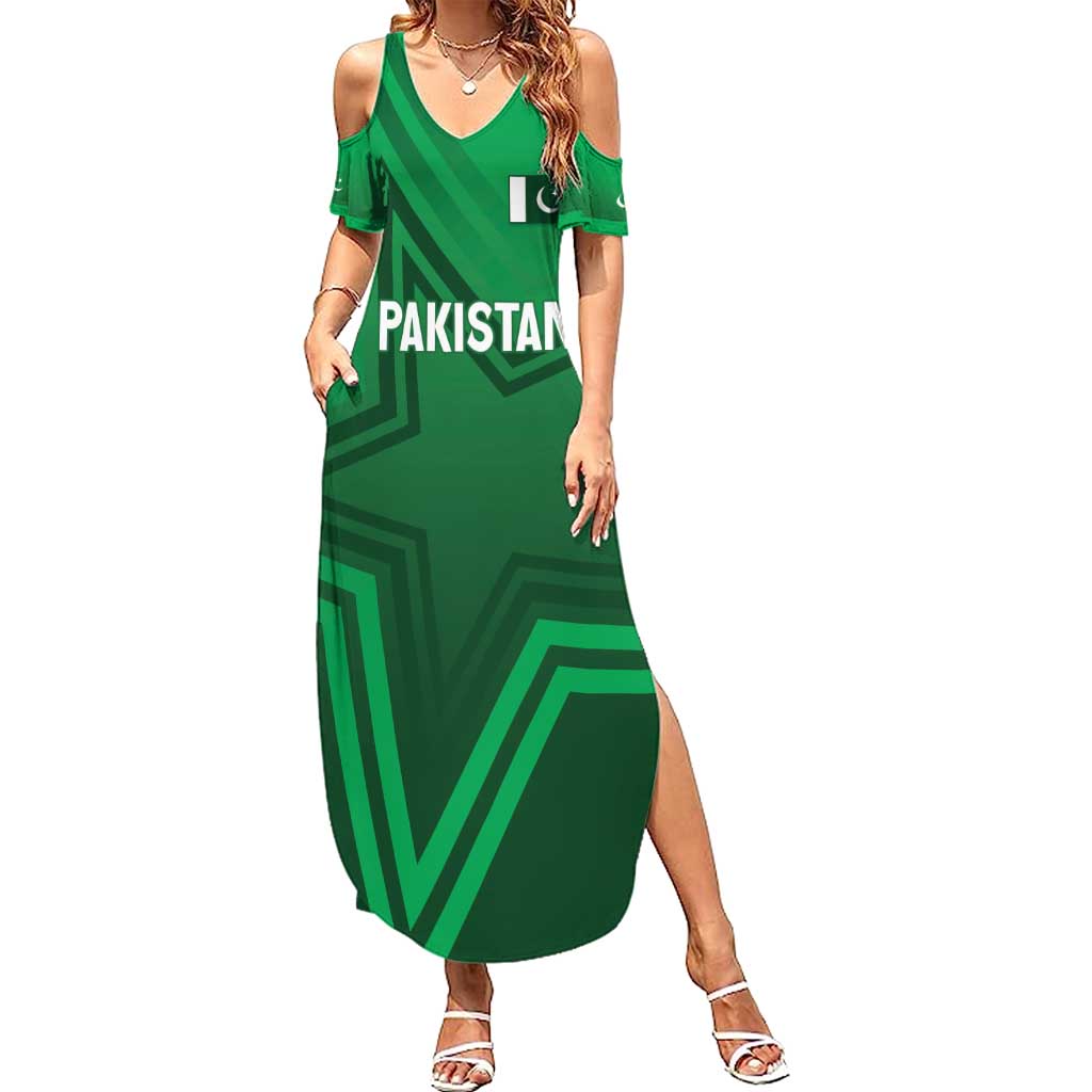 Pakistan Cricket World Cup 2024 Summer Maxi Dress Star Jersey Inspired