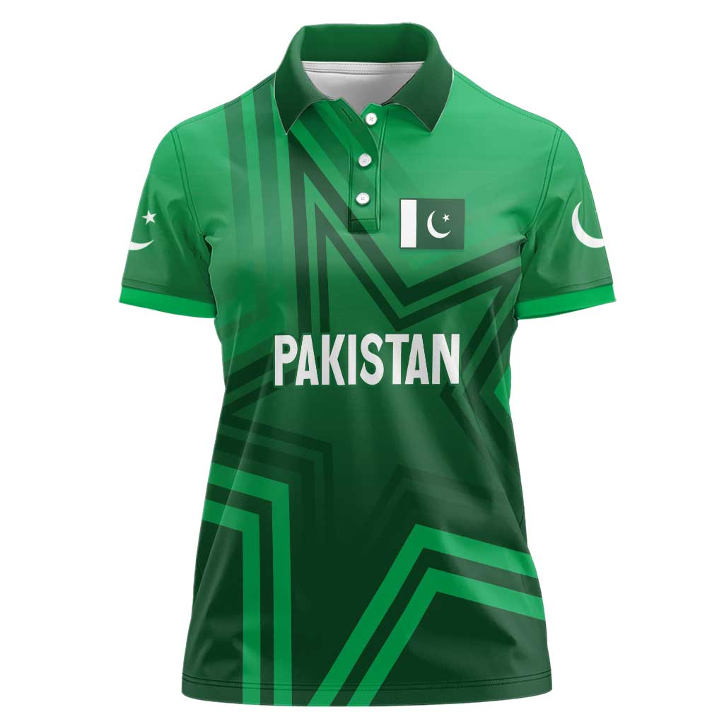 Pakistan Cricket World Cup 2024 Women Polo Shirt Star Jersey Inspired