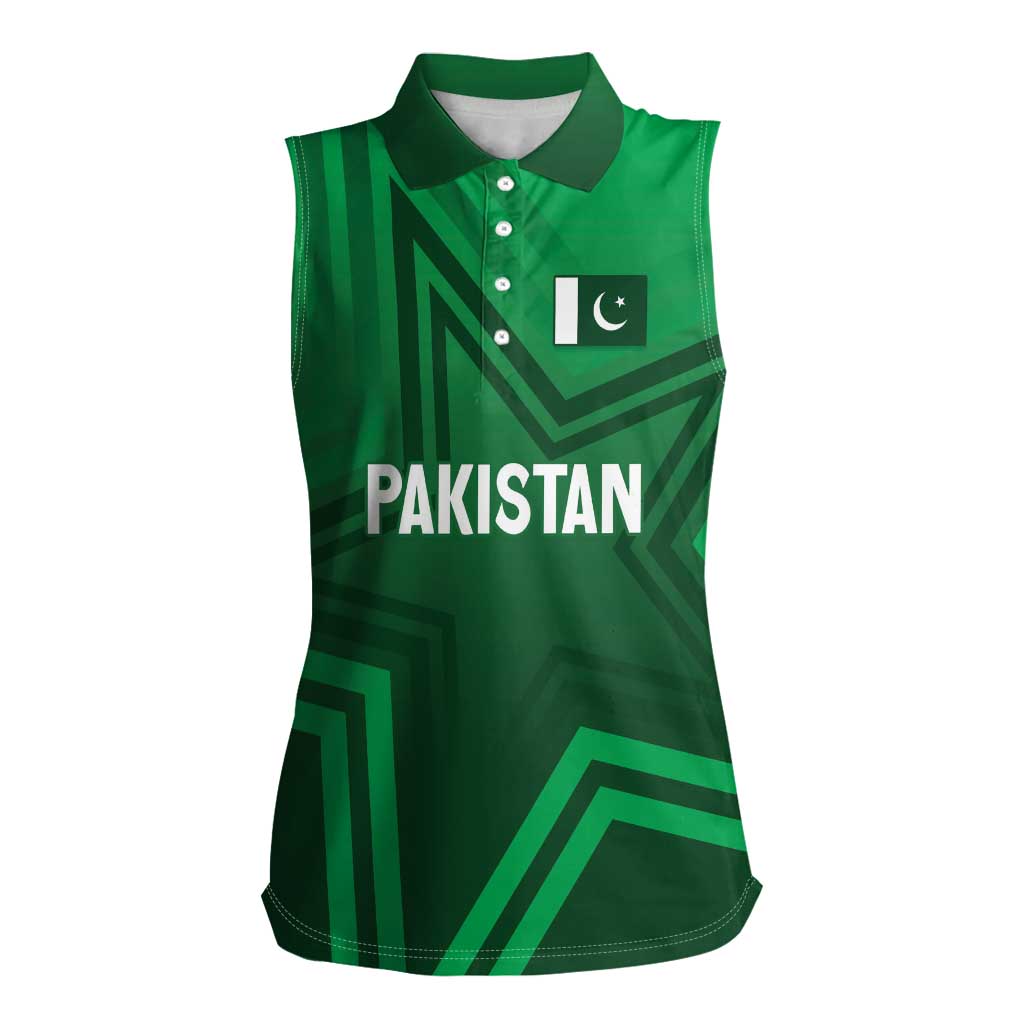 Pakistan Cricket World Cup 2024 Women Sleeveless Polo Shirt Star Jersey Inspired