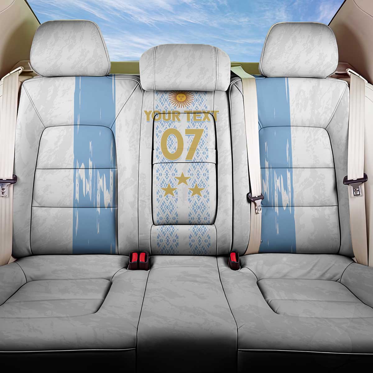 Argentina Football Custom Back Car Seat Cover 2024 Albiceleste Grunge LT7 - Wonder Print Shop