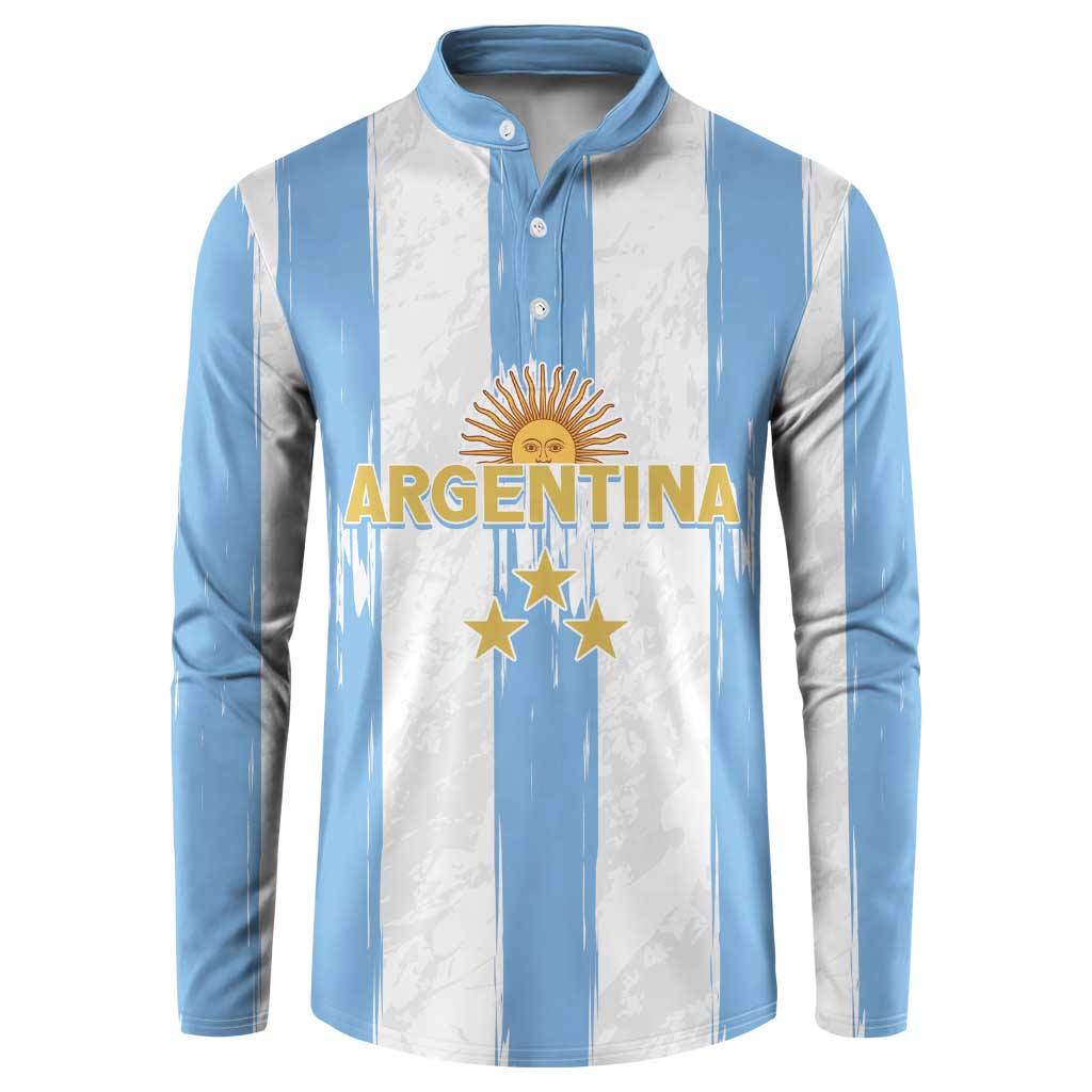 Argentina striped henley sweatshirt with crest, stars, and 'ARGENTINA' text
