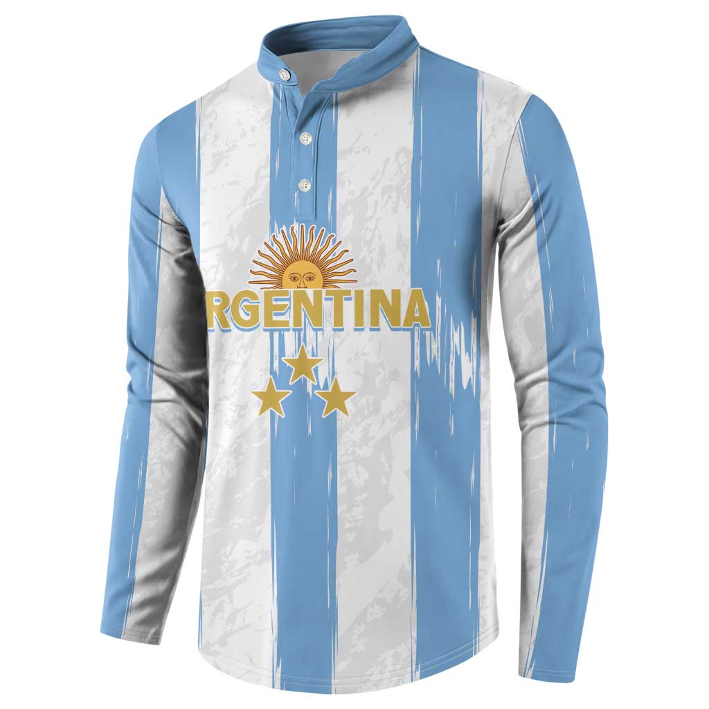 Argentina striped henley sweatshirt with crest and 'ARGENTINA' lettering