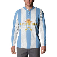 Men's Argentina striped button sweatshirt, front crest and stars
