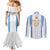 Argentina Football Custom Couples Matching Mermaid Dress and Long Sleeve Button Shirt 2024 Albiceleste Grunge