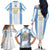 Argentina Football Custom Family Matching Off The Shoulder Long Sleeve Dress and Hawaiian Shirt 2024 Albiceleste Grunge - Wonder Print Shop