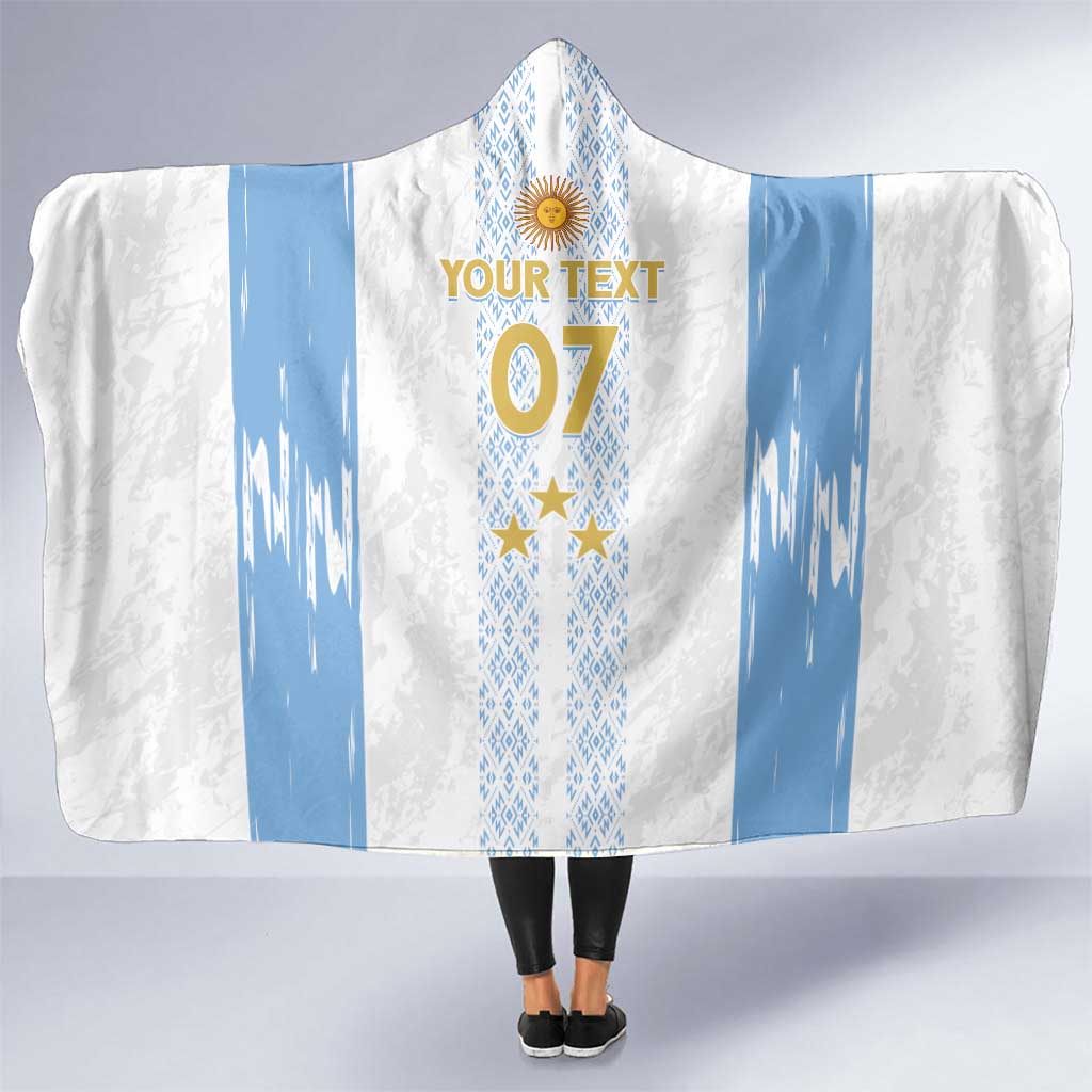 Argentina Football Custom Hooded Blanket 2024 Albiceleste Grunge