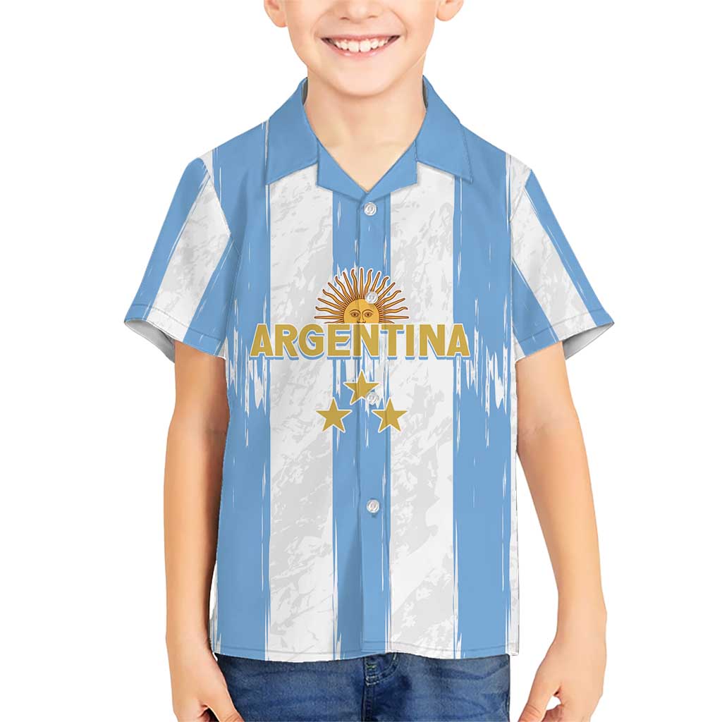 Argentina Football Custom Kid Hawaiian Shirt 2024 Albiceleste Grunge - Wonder Print Shop