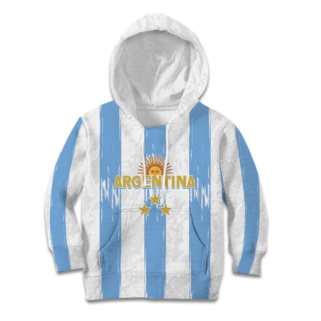 Argentina Football Custom Kid Hoodie 2024 Albiceleste Grunge - Wonder Print Shop