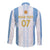 Argentina Football Custom Long Sleeve Button Shirt 2024 Albiceleste Grunge - Wonder Print Shop