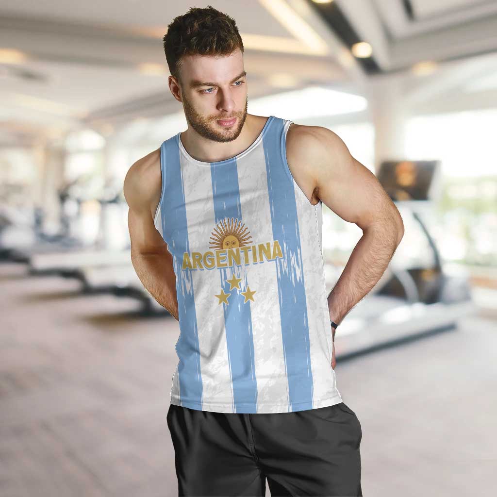 Argentina Football Custom Men Tank Top 2024 Albiceleste Grunge - Wonder Print Shop