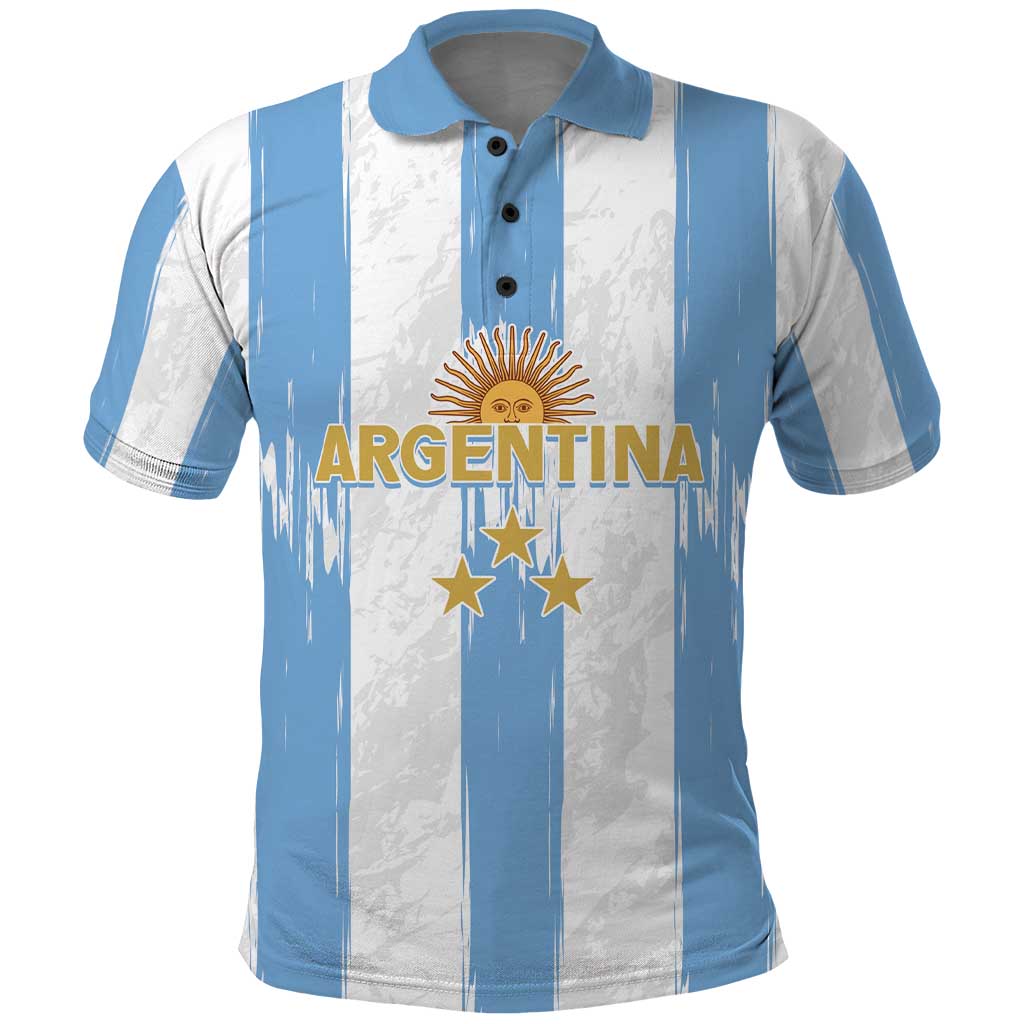 Argentina Football Custom Polo Shirt 2024 Albiceleste Grunge