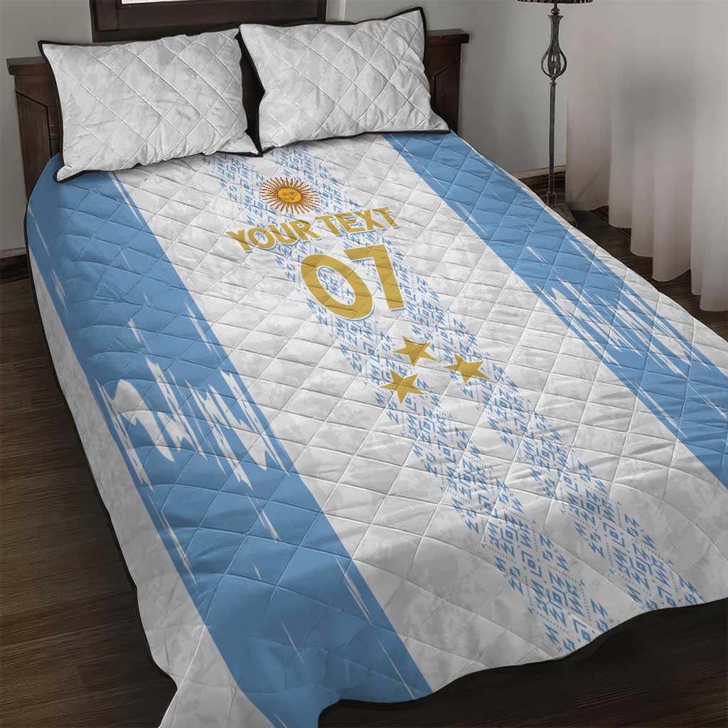 Argentina Football Custom Quilt Bed Set 2024 Albiceleste Grunge - Wonder Print Shop