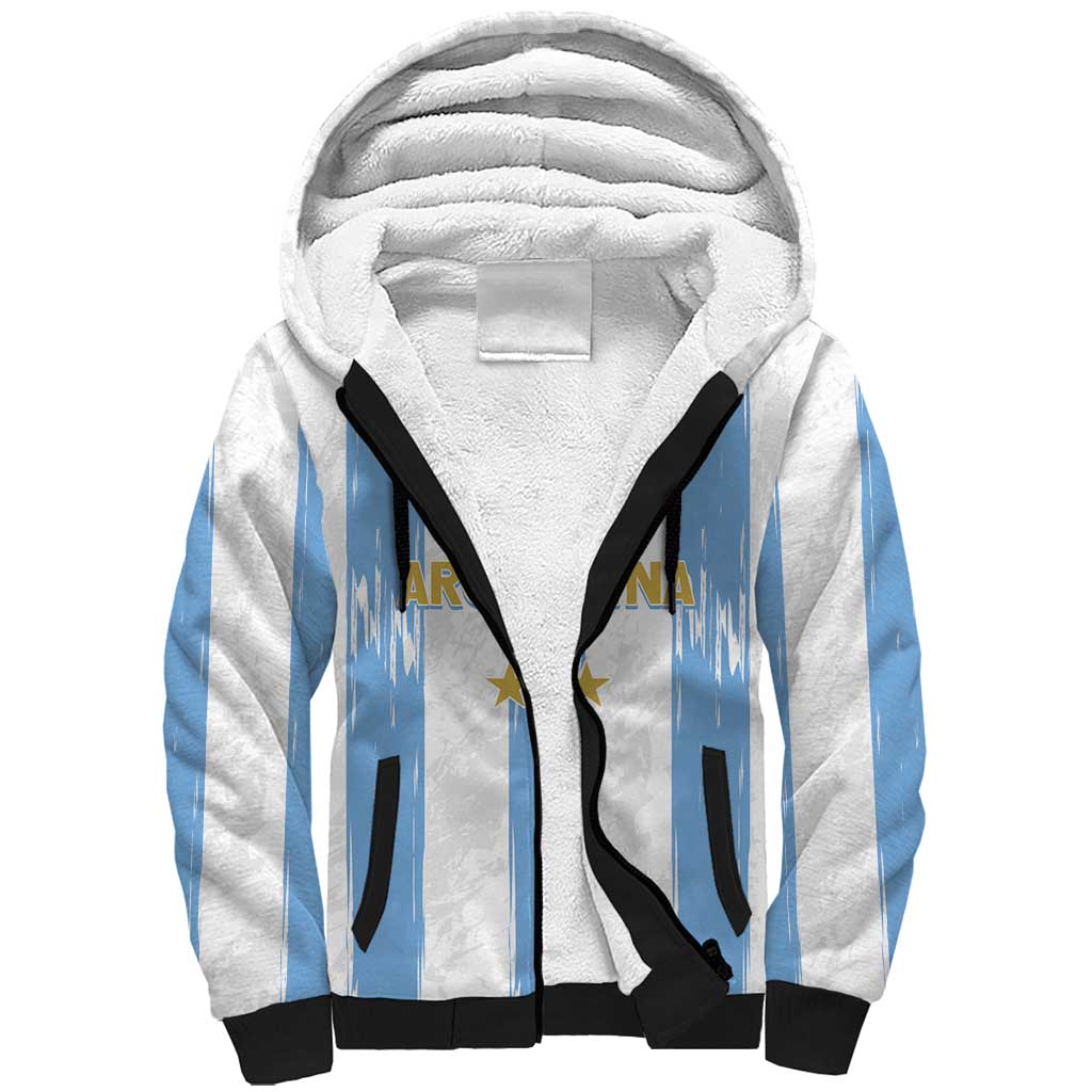 Argentina Football Custom Sherpa Hoodie 2024 Albiceleste Grunge - Wonder Print Shop