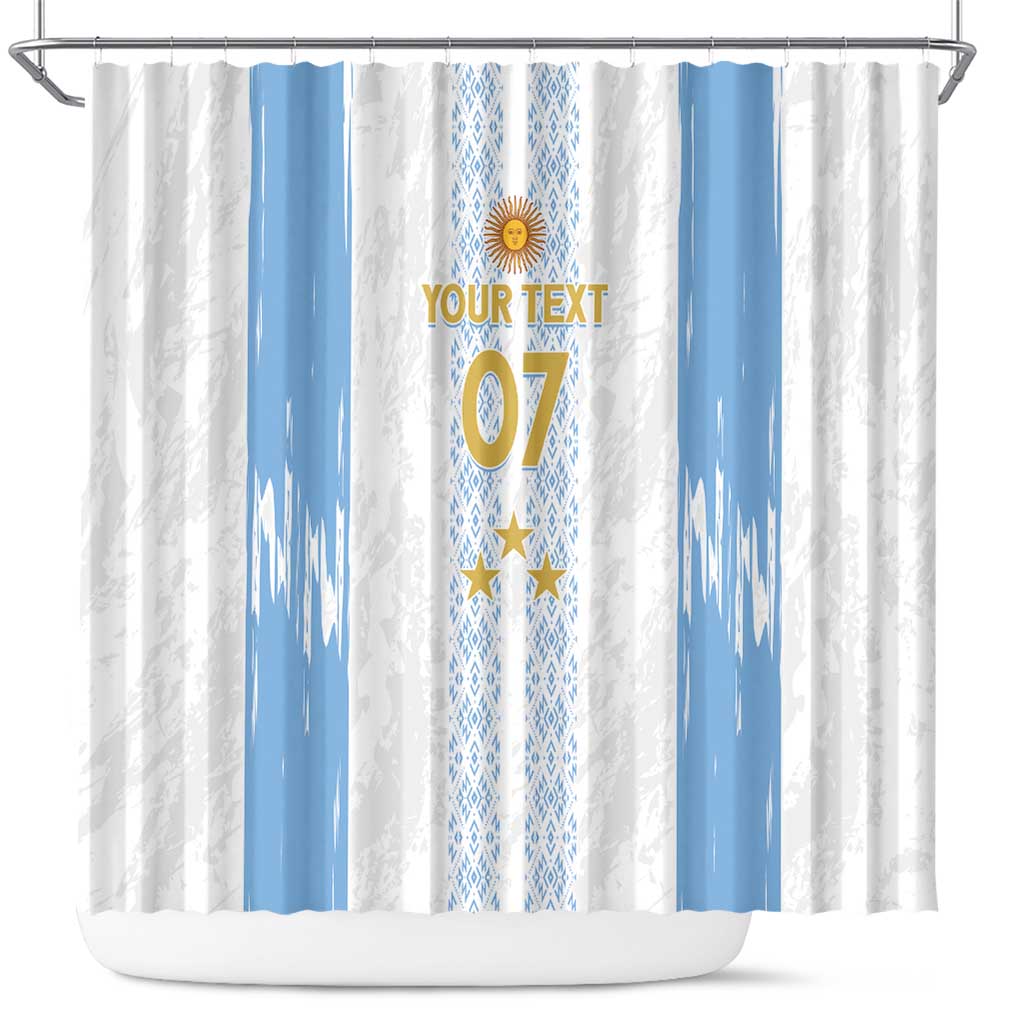 Argentina Football Custom Shower Curtain 2024 Albiceleste Grunge