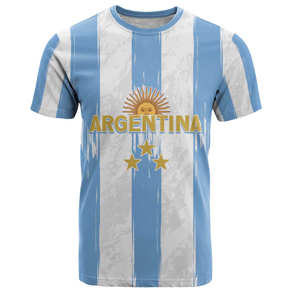 Argentina Football Custom T Shirt 2024 Albiceleste Grunge - Wonder Print Shop