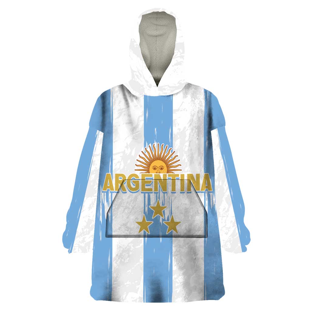 Argentina Football Custom Wearable Blanket Hoodie 2024 Albiceleste Grunge - Wonder Print Shop