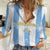 Argentina Football Custom Women Casual Shirt 2024 Albiceleste Grunge