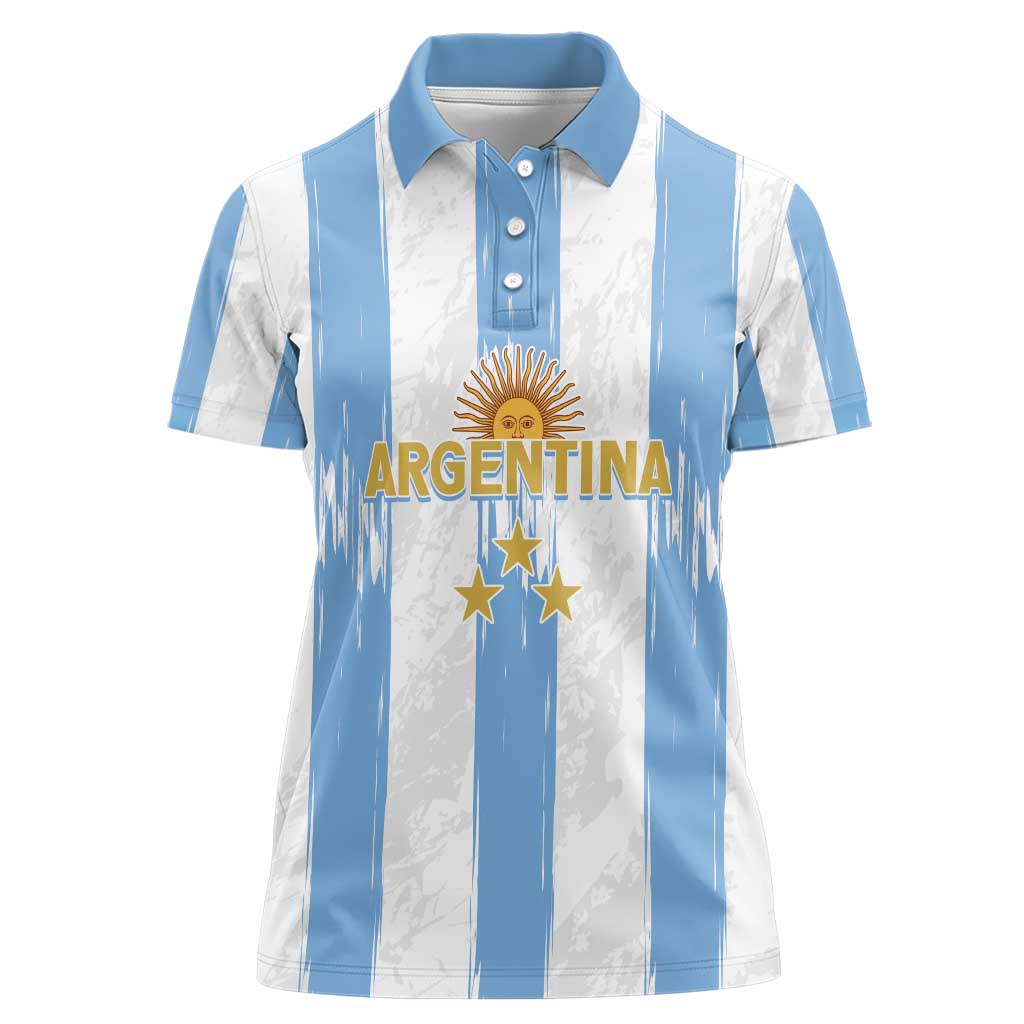 Argentina Football Custom Women Polo Shirt 2024 Albiceleste Grunge - Wonder Print Shop