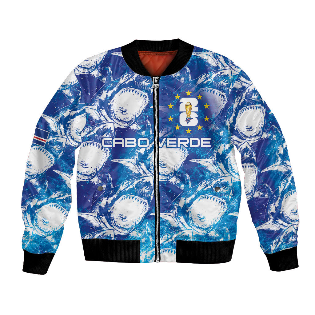 Cabo Verde WC2026 Prematch Guernsey Inspired Custom Bomber Jacket Tubaroes Azuis Making History