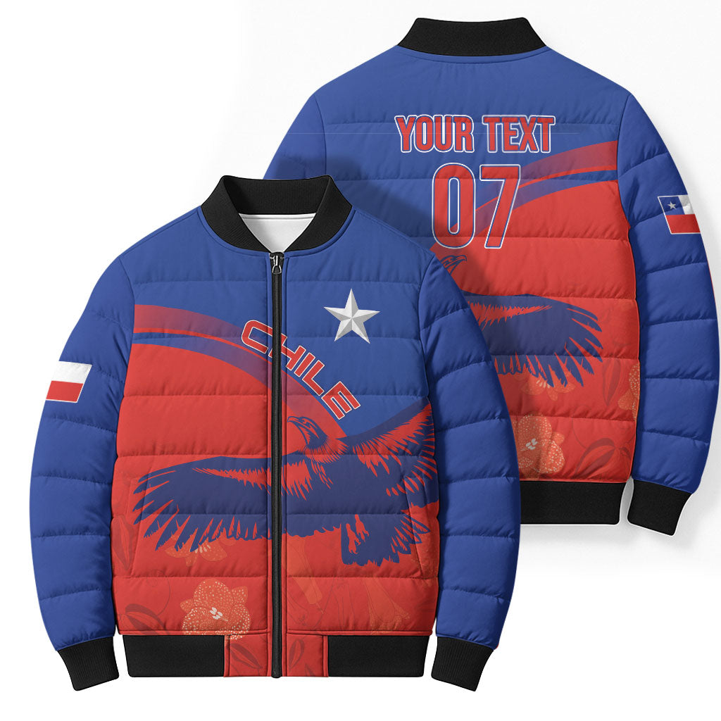 Chile Rugby Custom Los Condores Bomber Puffer Jacket Copihue Motifs