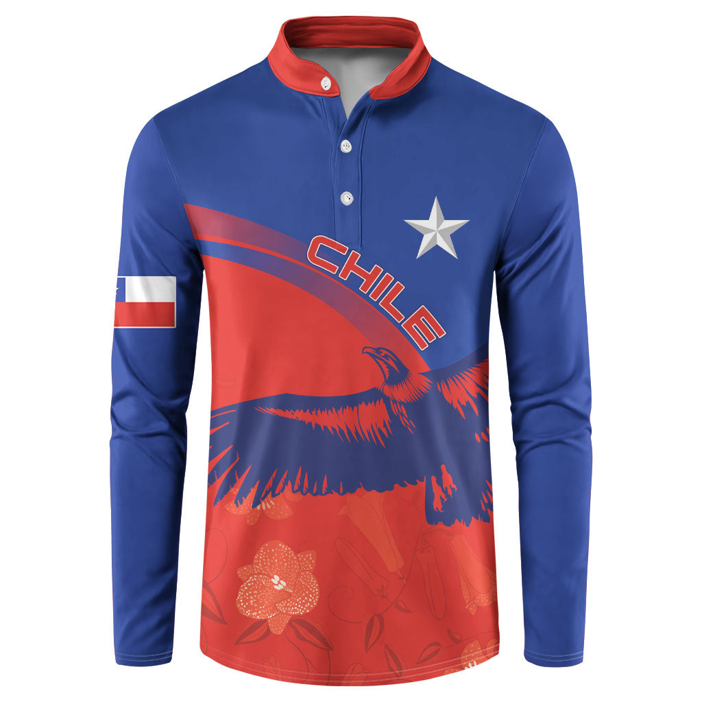 Chile Rugby Custom Los Condores Button Sweatshirt Copihue Motifs