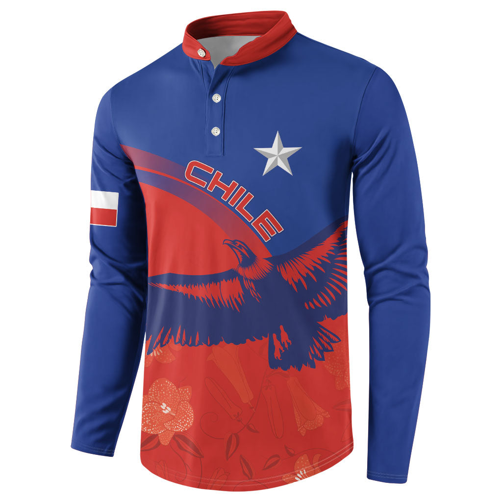 Chile Rugby Custom Los Condores Button Sweatshirt Copihue Motifs