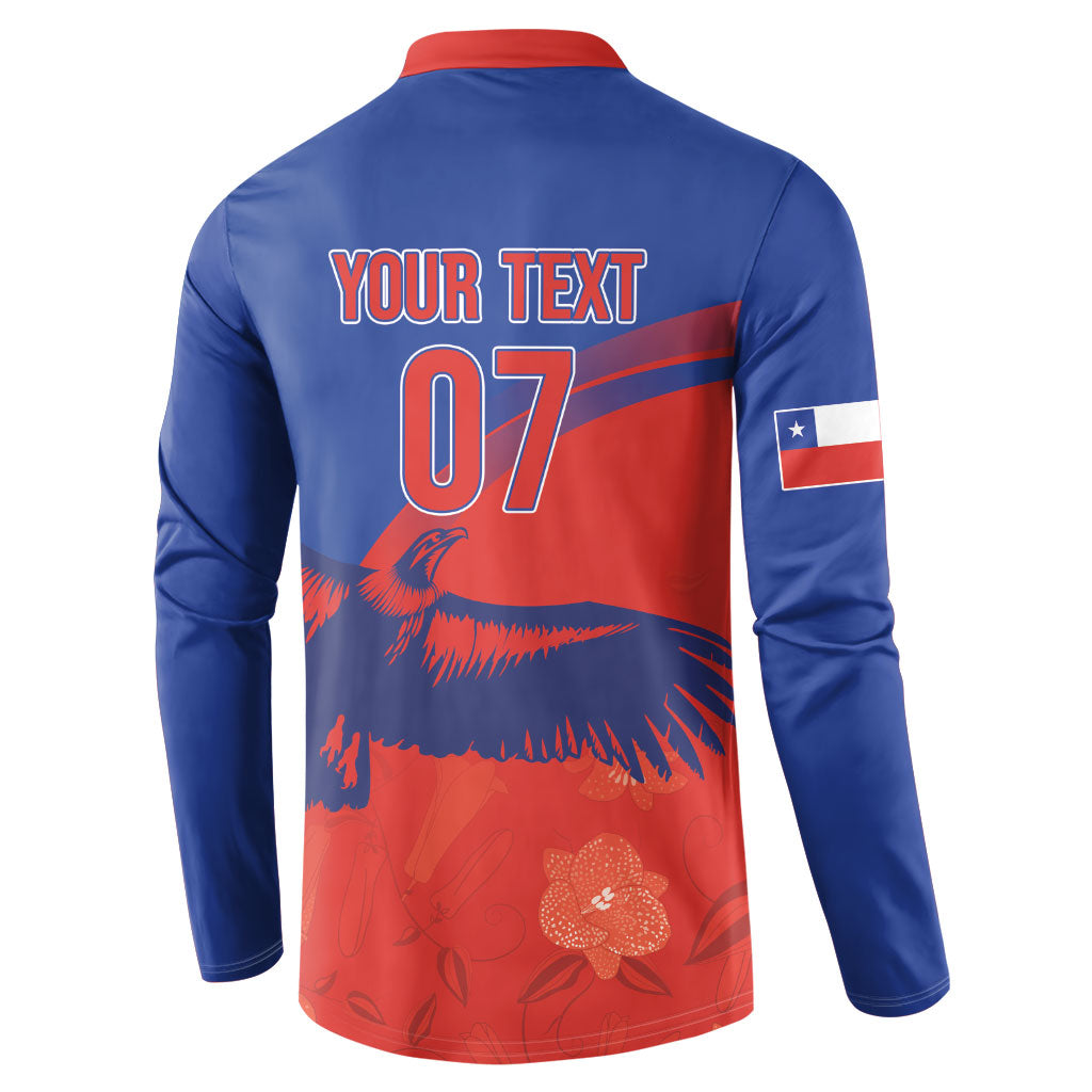Chile Rugby Custom Los Condores Button Sweatshirt Copihue Motifs