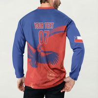 Chile Rugby Custom Los Condores Button Sweatshirt Copihue Motifs