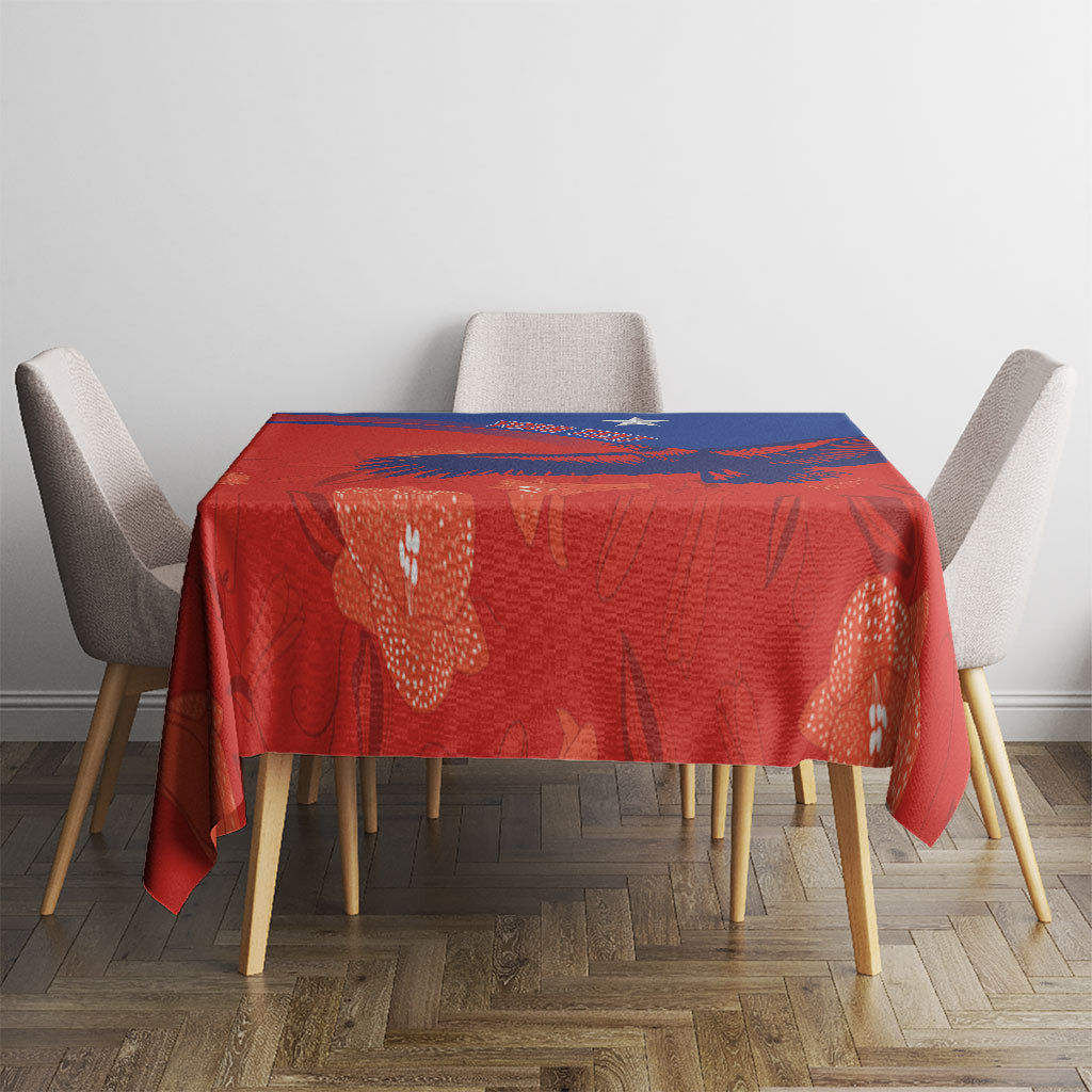 Chile Rugby Custom Los Condores Tablecloth Copihue Motifs