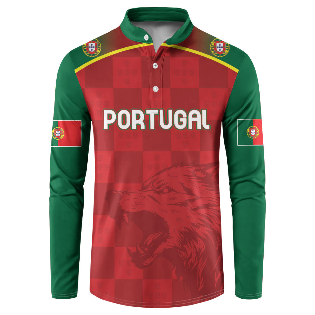 Portugal Rugby Custom Os Lobos Button Sweatshirt Bandeira das Quinas Inspired