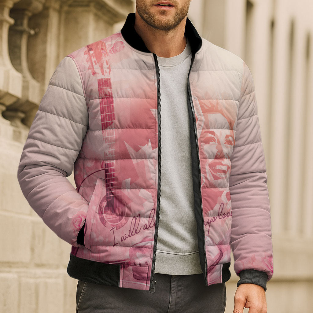 In Loving Memory Dolly - I Will Always Love You Bomber Puffer Jacket