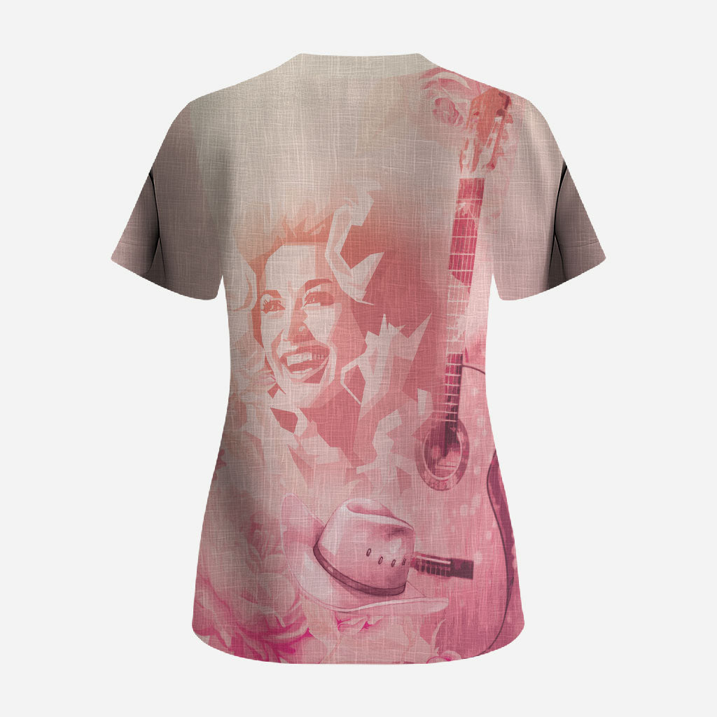 In Loving Memory Dolly - I Will Always Love You Scrub Top