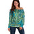 African Dashiki Off Shoulder Sweater Luxury Teal - Wonder Print Shop