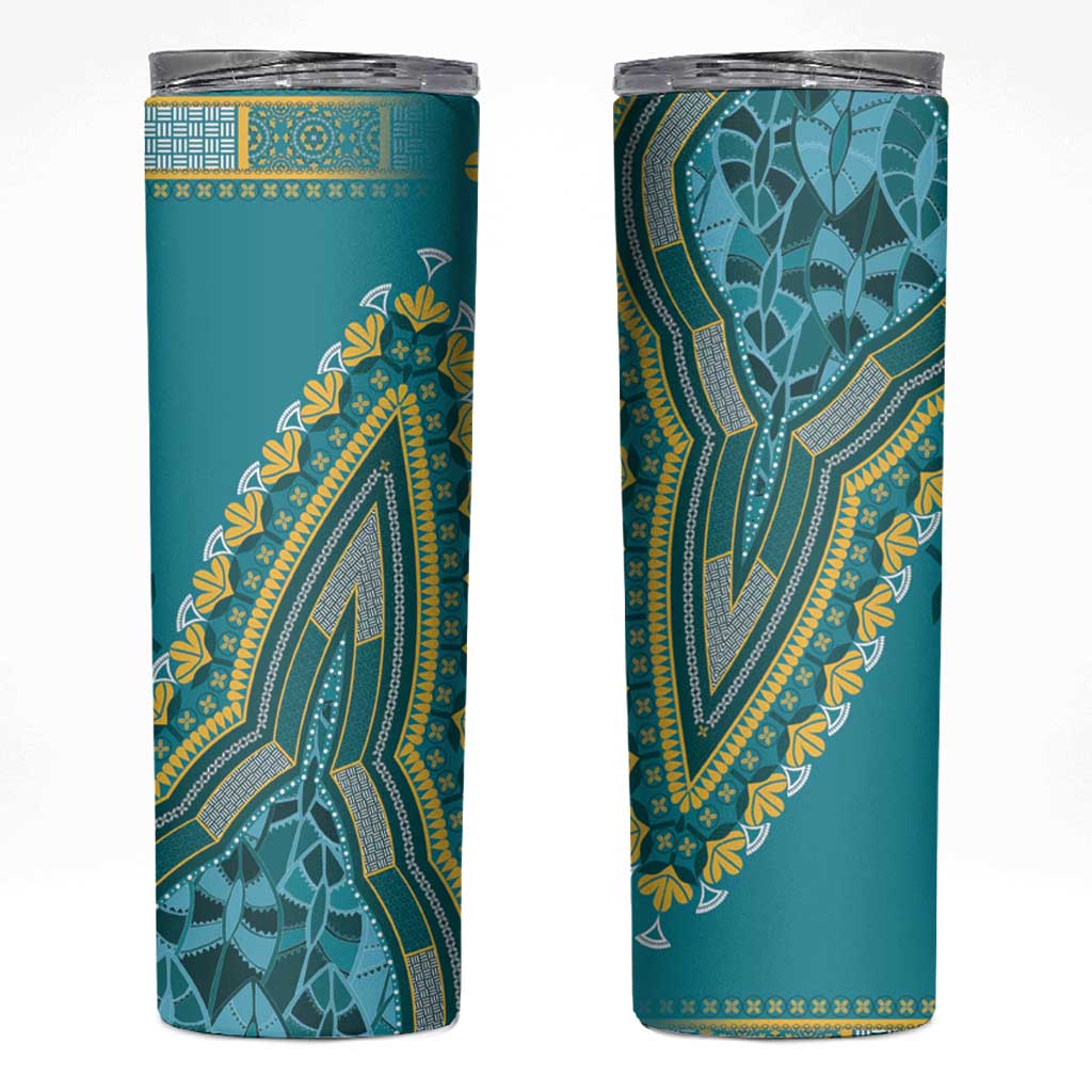 African Dashiki Skinny Tumbler Luxury Teal - Wonder Print Shop