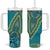 African Dashiki Tumbler With Handle Luxury Teal - Wonder Print Shop