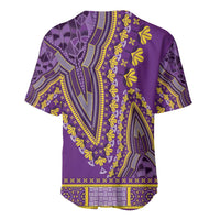 Purple dashiki-style baseball jersey back with yellow geometric pattern