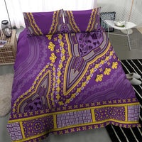 Purple dashiki-style duvet bedding set with yellow decorative patterns and two pillow shams