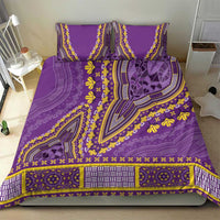 Purple dashiki bedding set with yellow and navy medallion motifs and matching pillow shams