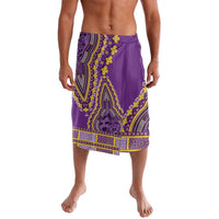 Purple dashiki-style lavalava with yellow patterned border and elastic waistband