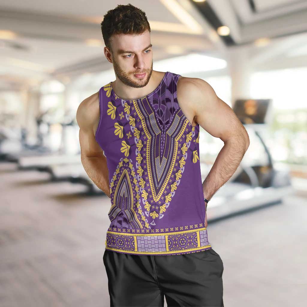 African Dashiki Men Tank Top Luxury Violet - Wonder Print Shop