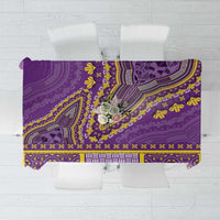 Luxury purple African dashiki tablecloth with gold, white floral and geometric border