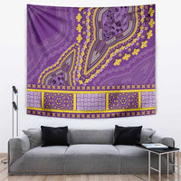 Purple dashiki-style tapestry with ornate elephant motif and yellow trim border