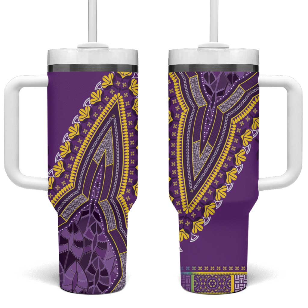 African Dashiki Tumbler With Handle Luxury Violet - Wonder Print Shop