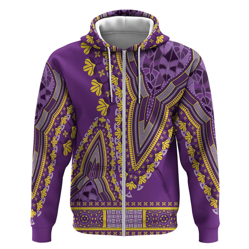 African Dashiki Zip Hoodie Luxury Violet - Wonder Print Shop