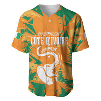 Orange and green custom V-neck baseball jersey with front elephant champion graphic