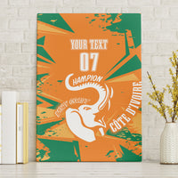 Orange and green canvas wall art with elephant graphic, custom text 07, champion badge