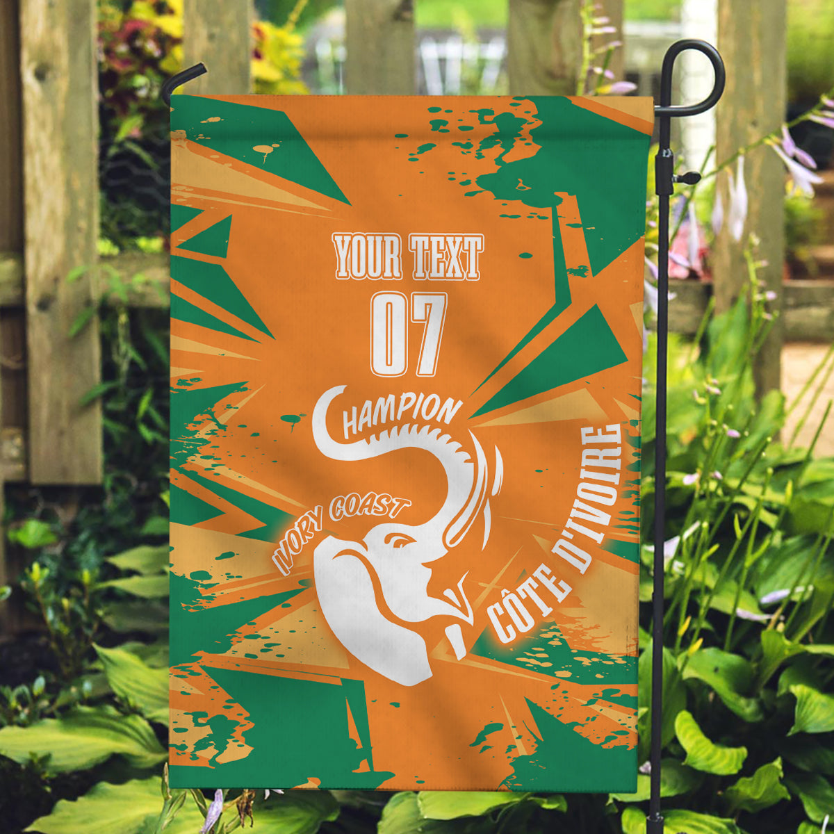 Ivory Coast Football Custom Garden Flag Les Elephants Champions - Wonder Print Shop